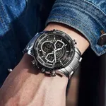 NAVIFORCE NF9189 Stainless Steel Dual Time Wrist Men's Watch – Dial Color: Black, Strap Color: Silver – Thumbnail 3