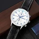 Skmei 9301 Leather Quartz Stainless Steel Men's Watch – Dial Color: Blue, Strap Color: Black – Thumbnail 3