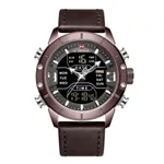 NAVIFORCE 9153-L Genuine Leather Strap Stylish Men's Watch – Dial Color: Rose, Strap Color:  Brown  – Thumbnail 1