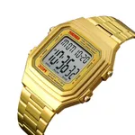 Skmei 1337 Stainless Steel Square Men's Watch – Dial Color: Gold, Strap Color: Gold  – Thumbnail 2