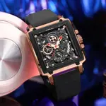 CRRJU 2312 Comfortable Silicone Band Multifunctional Skeleton Dial Sports Men's Watch – Dial Color: Rose, Strap Color: Black – Thumbnail 2