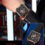 CRRJU 2312 Comfortable Silicone Band Multifunctional Skeleton Dial Sports Men's Watch – Dial Color: Rose, Strap Color: Black – Thumbnail 4