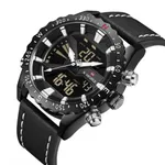NAVIFORCE NF9136 Leather Sports Quartz Analog Digital Men’s Watch – Dial Color: Black, Strap Color: Black – Thumbnail 2