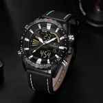 NAVIFORCE NF9136 Leather Sports Quartz Analog Digital Men’s Watch – Dial Color: Black, Strap Color: Black – Thumbnail 3