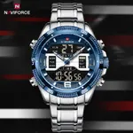 Naviforce NF9201 High Quality Stainless Steel Dual Movement Sport Fashion Men's Watch – Dial Color: Blue, Strap Color: Silver – Thumbnail 3