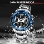 Naviforce NF9201 High Quality Stainless Steel Dual Movement Sport Fashion Men's Watch – Dial Color: Blue, Strap Color: Silver – Thumbnail 4