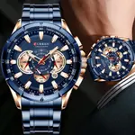 Curren 8363 Comfortable Stainless Steel Multifunctional Chronograph Casual Men's Watch – Dial Color: Blue, Strap Color: Blue – Thumbnail 3