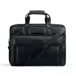 Mens 16 Inch Crossbody Shoulder Office Bag Retro College Satchel – Color: Black – Thumbnail 2
