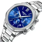Nibosi 2519 Stainless Steel Quartz Chronograph Fashionable Men's Watch – Dial Color: Blue, Strap Color: Silver – Thumbnail 2