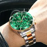 OLEVS 2870 Luxury Whiteshine Luminous Chronograph Analog Wristwatch for Men – Dial Color: Green, Strap Color: White Gold – Thumbnail 7