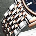 OLEVS 2869 Stainless Steel Chain Multifunctional Waterproof Luminous Men's Watch – Dial Color: Black, Strap Color: Rose Gold – Thumbnail 3