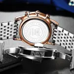 OLEVS 2869 Stainless Steel Chain Multifunctional Waterproof Luminous Men's Watch – Dial Color: Black, Strap Color: Rose Gold – Thumbnail 4