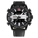 NAVIFORCE 9114 Waterproof Trendy Quartz Movement Men's Watch – Dial Color: White, Strap Color: Black – Thumbnail 1