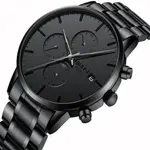 Nibosi 2588 Luxury Stainless Steel Waterproof Men's Watch – Dial Color: Black, Strap Color: Black – Thumbnail 3