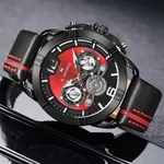 NAVIFORCE NF9168 Leather Strap Luxury Sports Men's Watch – Dial Color: Red, Strap Color: Black – Thumbnail 4
