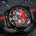 NAVIFORCE NF9168 Leather Strap Luxury Sports Men's Watch – Dial Color: Red, Strap Color: Black – Thumbnail 5