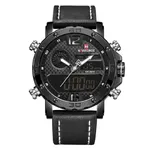NAVIFORCE NF9134 PU Leather Analog Digital Sports Men's Watch – Dial Color: White, Strap Color: Black – Thumbnail 1