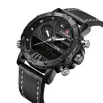 NAVIFORCE NF9134 PU Leather Analog Digital Sports Men's Watch – Dial Color: White, Strap Color: Black – Thumbnail 2