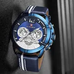 NAVIFORCE NF9168 Leather Strap Luxury Sports Men's Watch – Dial Color: Blue, Strap Color: Blue – Thumbnail 4