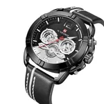 NAVIFORCE NF9168 Leather Strap Luxury Sports Men's Watch – Dial Color: Black, Strap Color: Black – Thumbnail 2