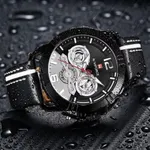 NAVIFORCE NF9168 Leather Strap Luxury Sports Men's Watch – Dial Color: Black, Strap Color: Black – Thumbnail 3