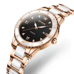 Olevs 9985 Stainless Steel Analog Wrist Watch For Women – Dial Color: Black, Strap Color:  Brown  – Thumbnail 2
