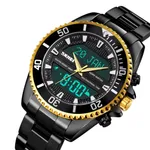 Skmei 1850 Dual Movement Waterproof Multifunction Men's Watch – Dial Color: Gold, Strap Color: Black – Thumbnail 2