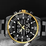 Skmei 1850 Dual Movement Waterproof Multifunction Men's Watch – Dial Color: Gold, Strap Color: Black – Thumbnail 3