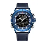 Naviforce NF9153 Genuine Leather Dual Display Luxury Fashion Men's Watch – Dial Color: Blue, Strap Color: Blue – Thumbnail 1