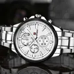 Naviforce NF9089 Stainless Steel Chronograph Multifunctional Classic Men's Watch – Dial Color: White, Strap Color: Silver – Thumbnail 4