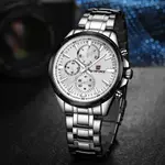 Naviforce NF9089 Stainless Steel Chronograph Multifunctional Classic Men's Watch – Dial Color: White, Strap Color: Silver – Thumbnail 6