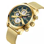 NaviForce NF9211 Chronograph Stainless Steel Luminous Men's Watch – Dial Color: Green, Strap Color: Gold  – Thumbnail 2