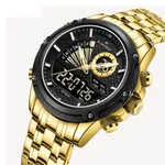 NAVIFORCE NF9205 Mechanical Style Dual Display Sports Men’s Watch – Dial Color: Black, Strap Color: Gold  – Thumbnail 2