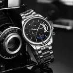 Nibosi 2522 High Quality Stainless Steel Analog Men's Watch  – Dial Color: Black, Strap Color: Silver – Thumbnail 3