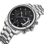 Nibosi 2522 High Quality Stainless Steel Analog Men's Watch  – Dial Color: Black, Strap Color: Silver – Thumbnail 2