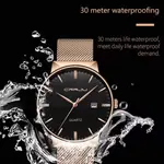 CRRJU 2213 Ultrathin Stainless Steel Multifunctional Analog Quartz Men's Watch – Dial Color: Black, Strap Color: Rose Gold – Thumbnail 3