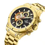 Naviforce NF8026 Luxury Stainless Steel Quartz Analog Men's Watch – Dial Color: Black, Strap Color: Gold  – Thumbnail 3