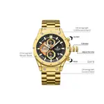 Naviforce NF8026 Luxury Stainless Steel Quartz Analog Men's Watch – Dial Color: Black, Strap Color: Gold  – Thumbnail 4
