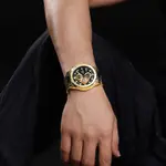 Naviforce NF8026 Luxury Stainless Steel Quartz Analog Men's Watch – Dial Color: Black, Strap Color: Gold  – Thumbnail 5