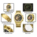Naviforce NF8026 Luxury Stainless Steel Quartz Analog Men's Watch – Dial Color: Black, Strap Color: Gold  – Thumbnail 6