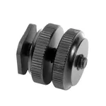 1/4 Inch Double Nut Cold Shoe Tripod Mount to Flash Hot Shoe Screw Adapter – Thumbnail 2