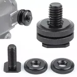 1/4 Inch Double Nut Cold Shoe Tripod Mount to Flash Hot Shoe Screw Adapter – Thumbnail 1