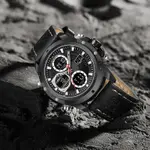 Naviforce NF9225 Elite Leather Dual Time Quartz Classic Men's Watch – Dial Color: Black, Strap Color: Black – Thumbnail 4