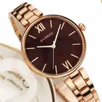 Curren 9017 Stainless Steel Analog Wrist Watch for Women – Dial Color: Rose, Strap Color:  Brown  – Thumbnail 2