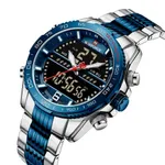 NAVIFORCE NF9195 Stainless Steel Dual Time Men's Watch – Dial Color: Blue, Strap Color: Silver – Thumbnail 2