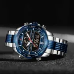 NAVIFORCE NF9195 Stainless Steel Dual Time Men's Watch – Dial Color: Blue, Strap Color: Silver – Thumbnail 3