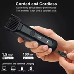 VGR V-929 Professional Rechargeable Hair Trimmer with LED Display 100 Minutes Run Time Black – Thumbnail 5
