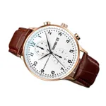 Skmei 9301 Leather Quartz Stainless Steel Men's Watch – Dial Color: White, Strap Color:  Brown  – Thumbnail 2