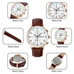 Skmei 9301 Leather Quartz Stainless Steel Men's Watch – Dial Color: White, Strap Color:  Brown  – Thumbnail 3