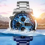 Skmei 1389 Stainless Steel Business Men’s Watch  – Dial Color: Blue, Strap Color: Silver – Thumbnail 3
